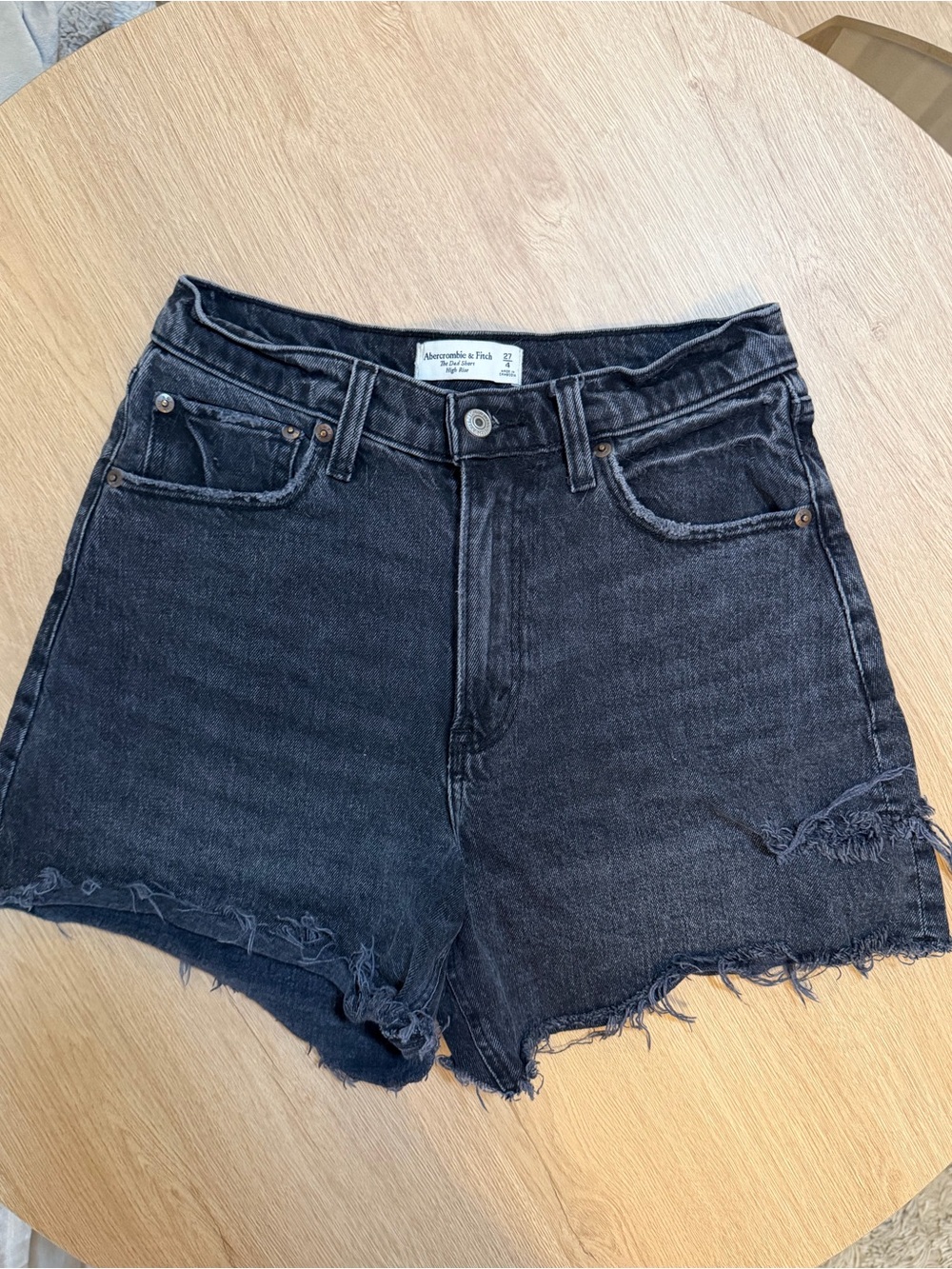 Abercrombie & Fitch Black Distressed High-Rise Denim Shorts